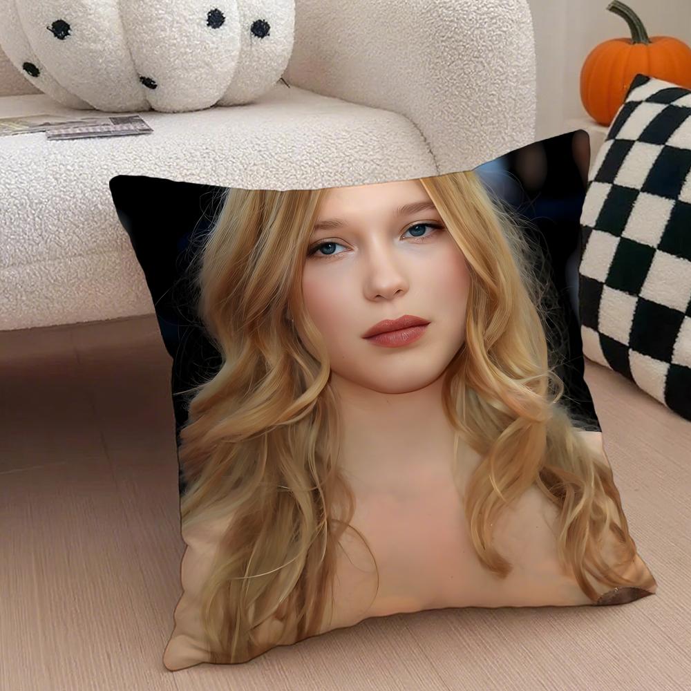 LLea Seydoux Cushion Cover Throw Pillow Cover Hidden Button Durable Polyester Chair Cushion