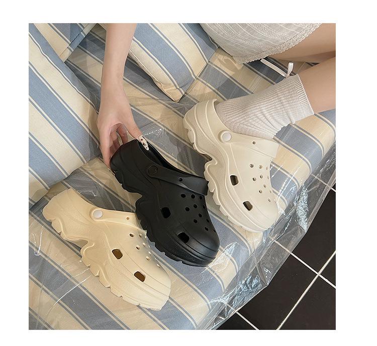 Women's Chunky Height-Boosting Odor-Resistant EVA Beach Sandals - Trendy Summer Baotou Slippers