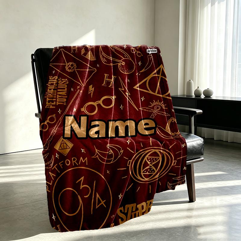 Custom Name Personalized movie Potter Print Blankets, Home Decor, Bedroom, Sofa, Camping, Couch, Gifts for Birthday Christmas