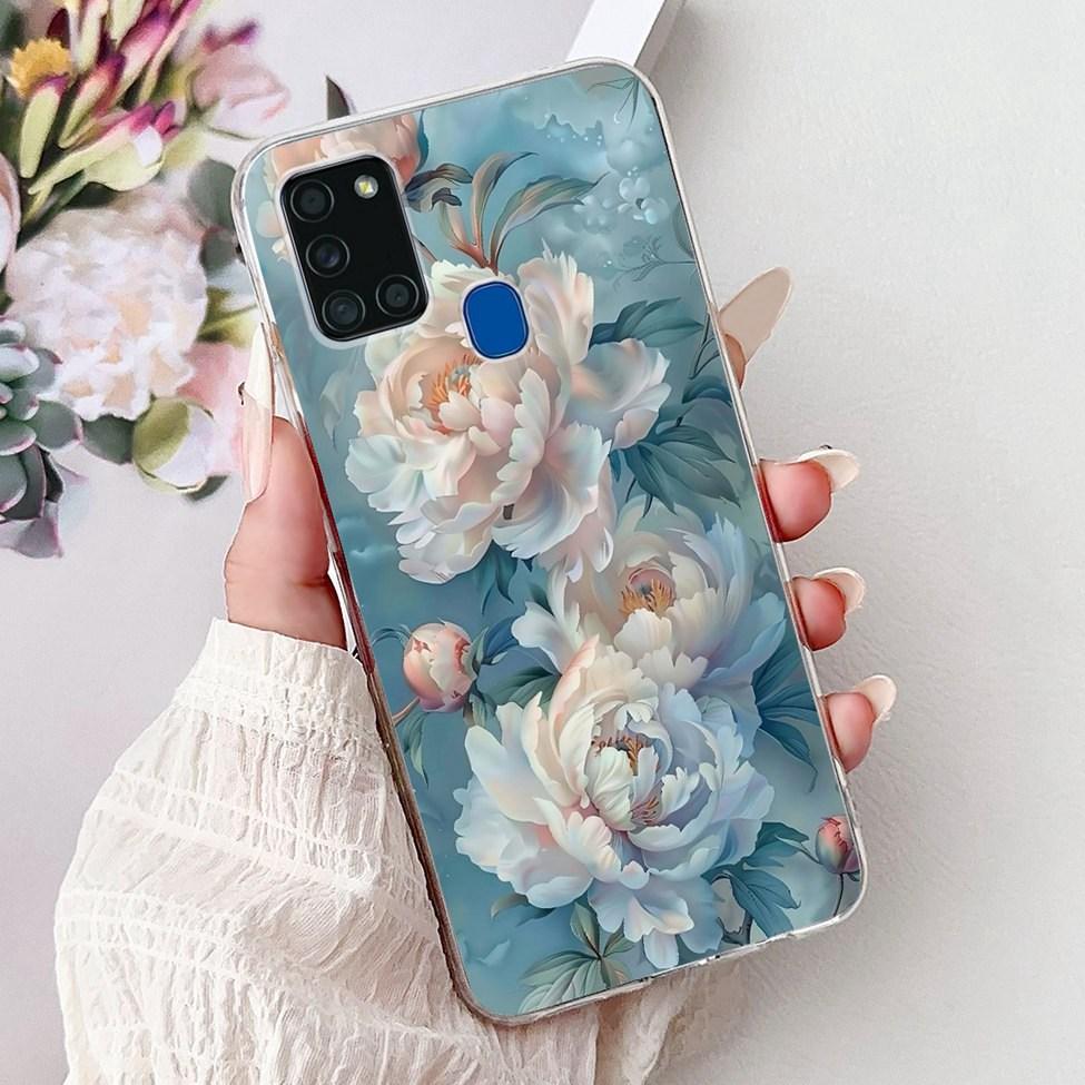 For Samsung A21s Case Cover Clear Fashion Luxury Cute Painted Back Cover For Samsung Galaxy A21s Phone Case A217F A217M A217N