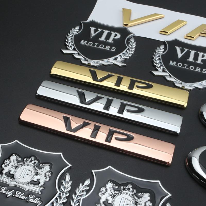 New Personalized VIP Car Logo Car VIP Word Logo Side Logo Decorative Sticker Modified Metal Tail Logo JP Car Sticker