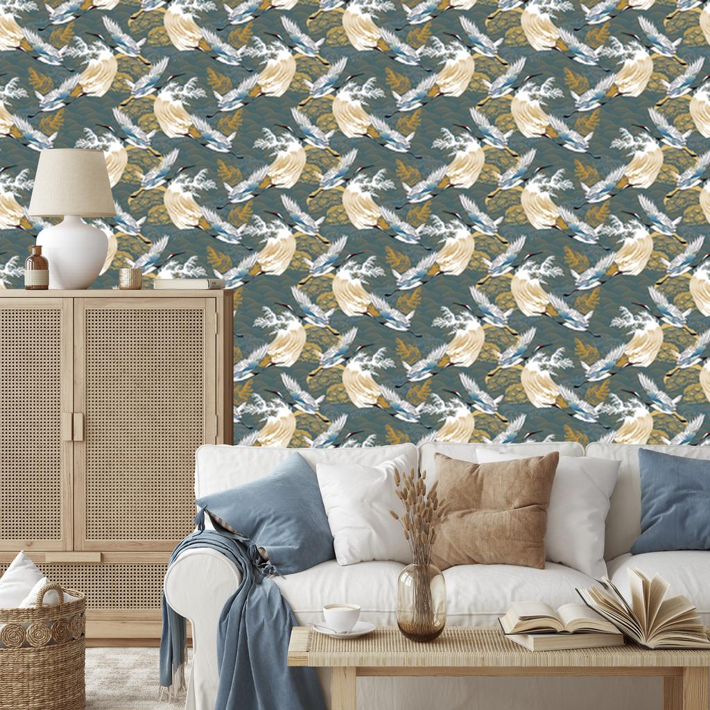 Flying Cranes Wallpaper for Living Room and Bedroom 50x1000