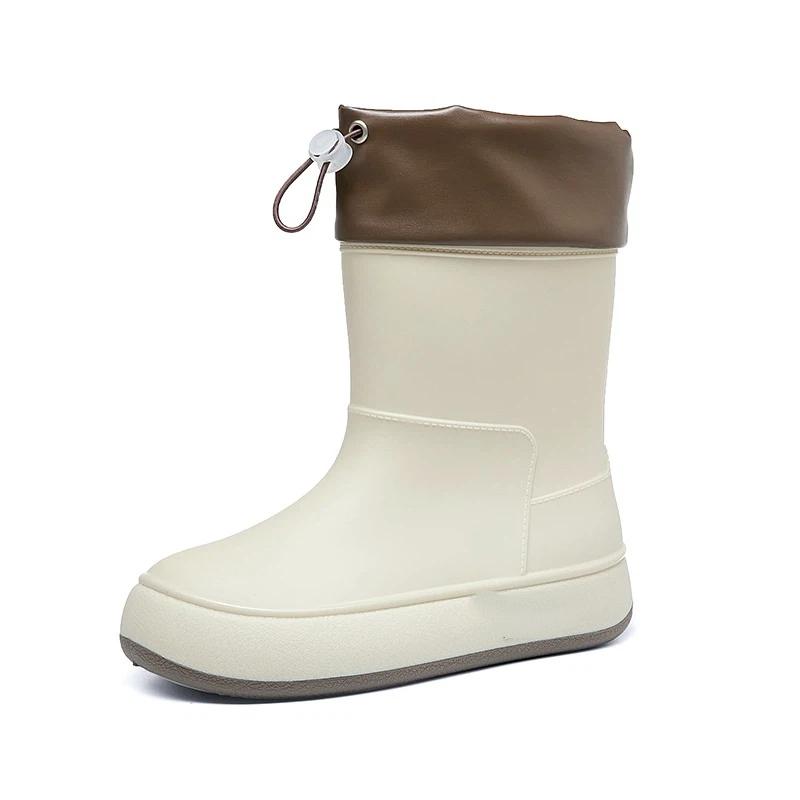 

Women s Fashionable High End Anti Slip Waterproof Mid Tube Drawstring Rain Shoes 41 покинуть белый
