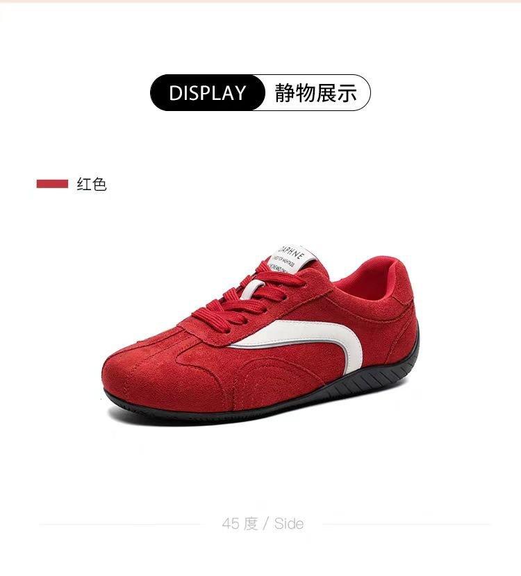 Red retro German training shoes women's autumn 2025 new soft-soled versatile sports shoes popular flat baseplate shoes women