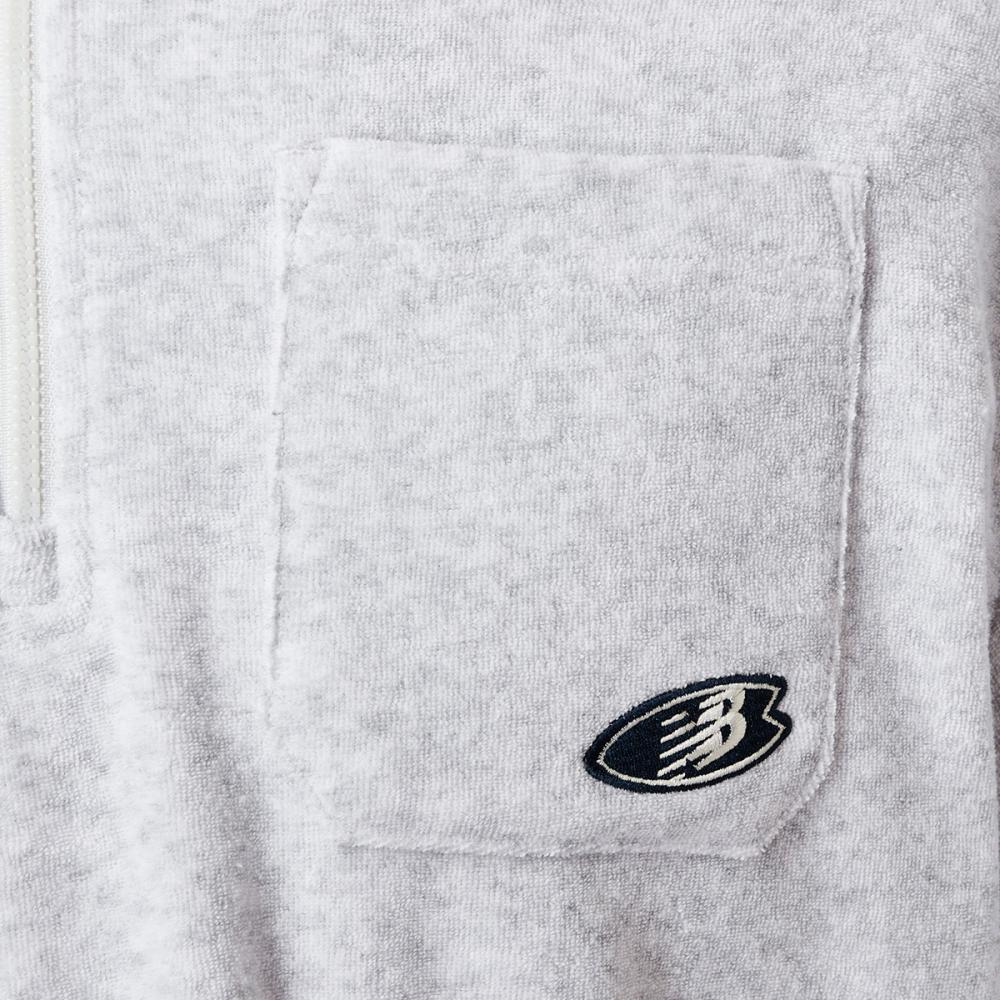 New Balance Uni Summer Terry Zip Up Collar T shirT Nbnfeb1613   16  lighT Gray