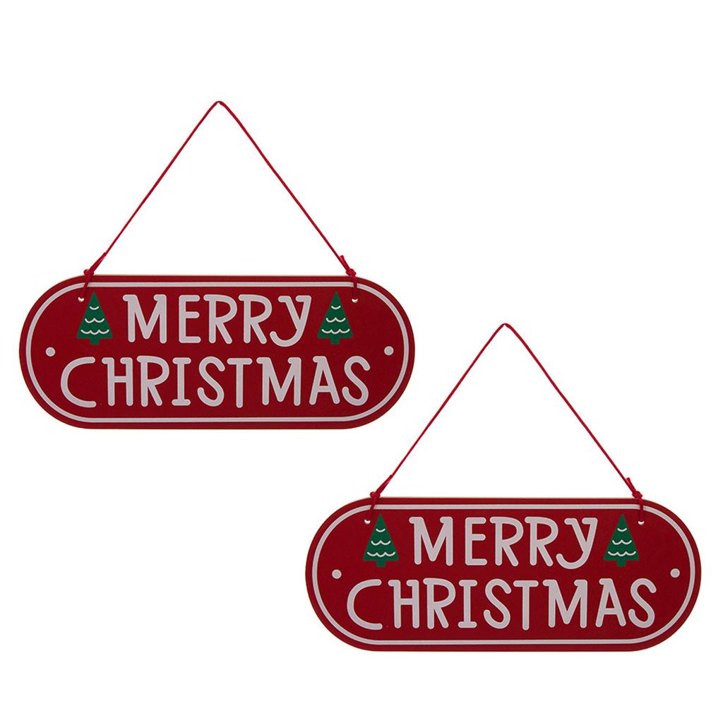 2PCS/SETMerry Christmas Wooden Sign Wall Decor Christmas Ornament Christmas Hanging Plaque for Wall Home New Year Indoor Outdoor