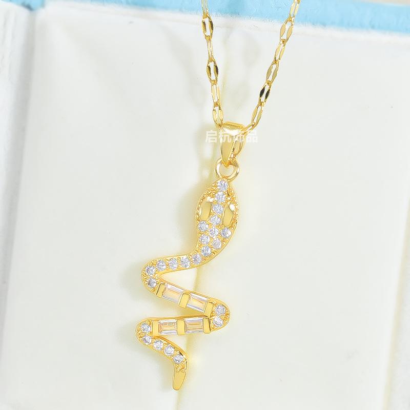 

Маленькое колье-змейка женское, личностное, универсальное, трендовое, с цирконом, животное, кулон, цепочка для ключицы