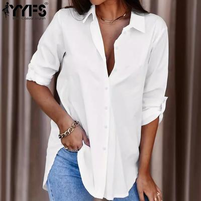 Damenmode Casual Sommer Frühling Einfarbig Druck 1/2 Ärmel POLO Hals Blusen & Hemden