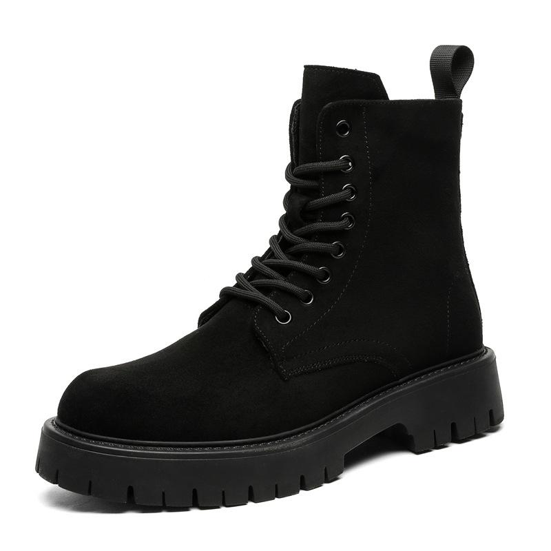 

Ботинки Rhubarb мужские дерби 2025 новые зимние ботинки Мартина с высоким верхом и большим носком, рабочие ботинки 3302-R 38 чёрный