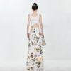 Amerikanischer Stil Vintage Sommer Damen Straight Jeans Druck Taschen Hohe Taille Mode Lässig Locker Weites Bein Loch Weiß Hosen