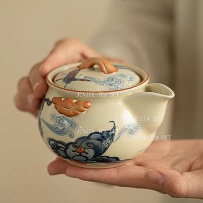 200ml Schmetterling Ru-Ofen Handgefertigter Topf Chinesischer Stil Haushalt Kungfu Teegeschirr Teekanne Große Kapazität Teekanne Teegeschirr Zubehör