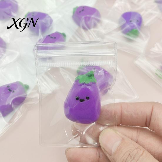 Smiling Eggplant Stress Relief Toy Mini Squeeze Cartoon Sensory Fidget Elastic Anxiety Soft Stretchy Ball