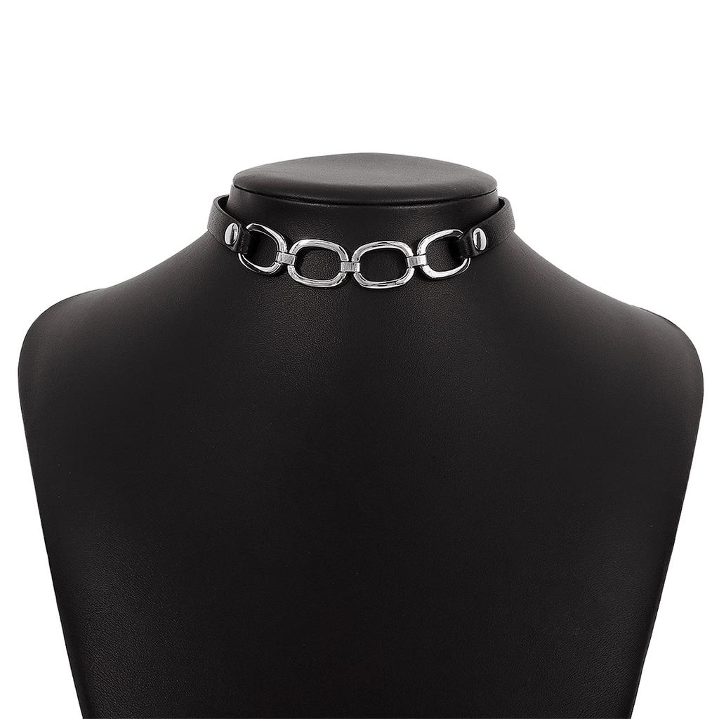 Women European Trend Choker Exaggerated Leather Chain Splice Necklace Harajuku Punk Bracelet For Women