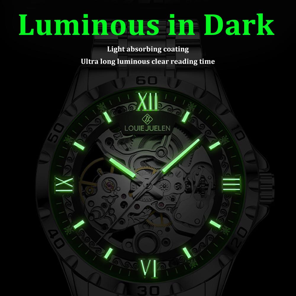 Hollow Skeleton Men's Mechanical Wristwatches Fashion Luminous Watch Men Business Waterproof Automatic Watch For Men