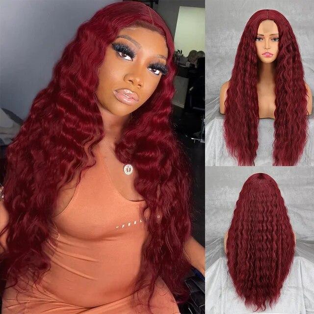 Synthetic Wigs Curly Wigs for Black Women Long Deep Wave Wigs Hair Heat Resistant Half HTied Cosplaly Wigs Party