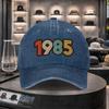 1985 Retro Gewaschene Denim Baseballkappe Verstellbar Lässige Sonnenkappe für Unisex Erwachsene