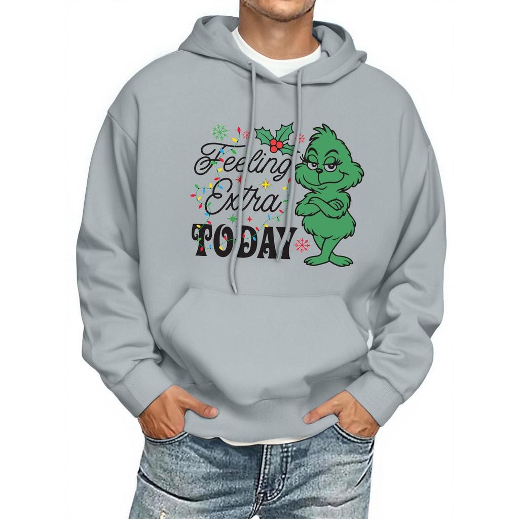 Men's Print Hooded Sweatshirt Long-Sleeve Casual Pullover Hoodie Hooded Sweatshirt