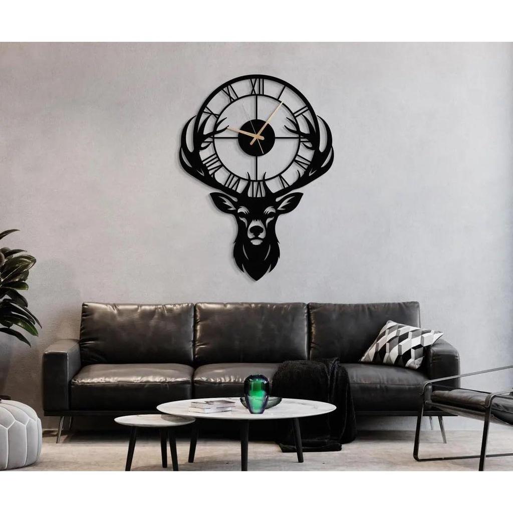 Large World Map Wall Clock, Metal Minimalist Modern Clock, Round Silent Non-Ticking Battery Operated Wall Clocks for Living Room / Home
