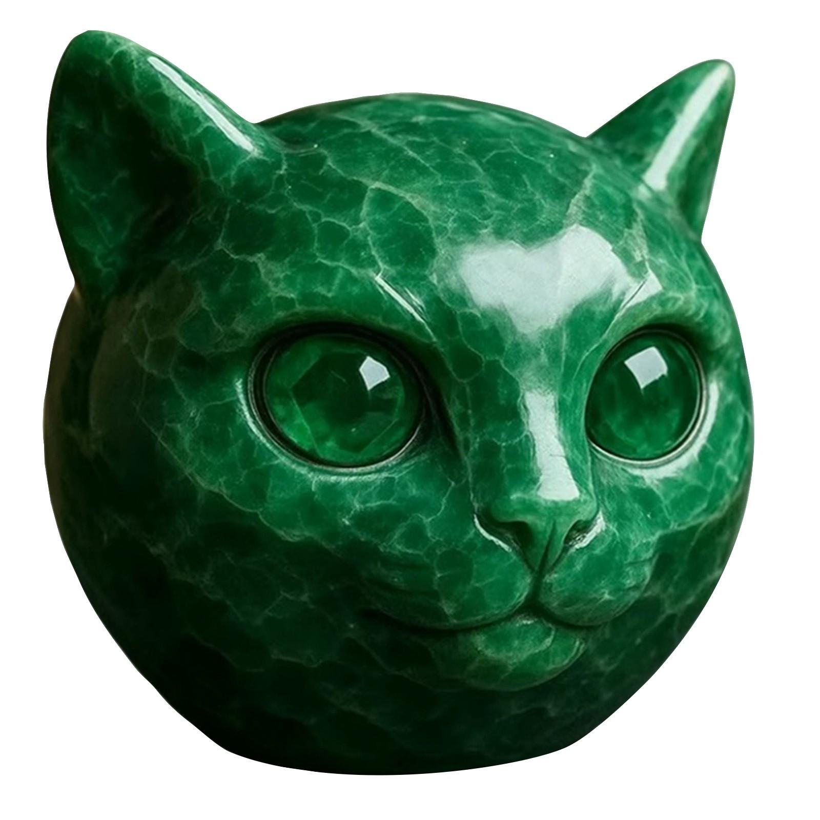 

Luxury Cat Stone Sculptures Elegant Home Decorations And Gift Artworks, Hand Carved Crystal And Stones, Souvenirs, Gifts For Cat Lovers One Size зелёный
