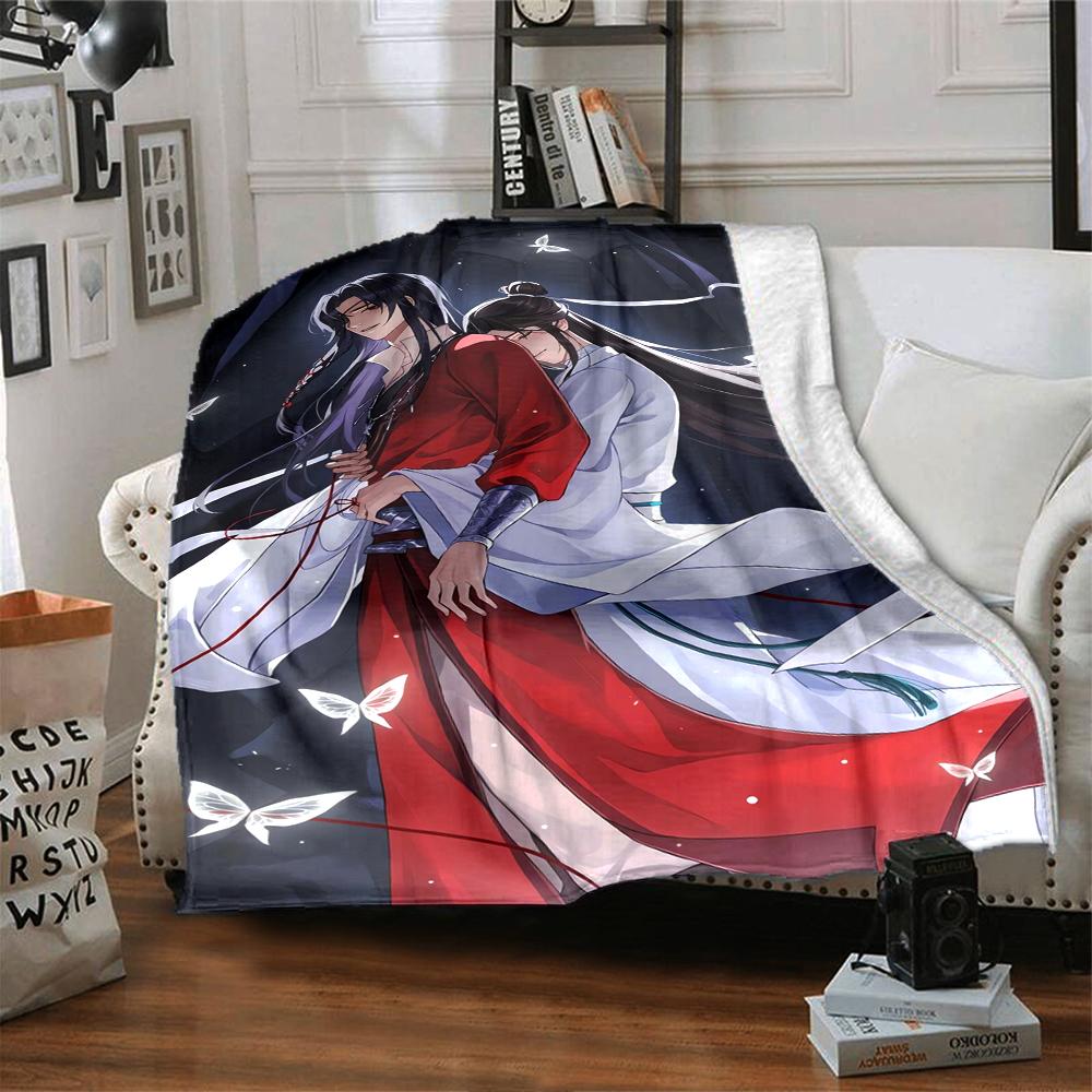1Pc Heaven Official's Blessing Anime Print Blanket Soft Comfortable Polyester Throw Blanket Allseason Warm Coverlet Bedroom Office Outdoor Gothic Fant