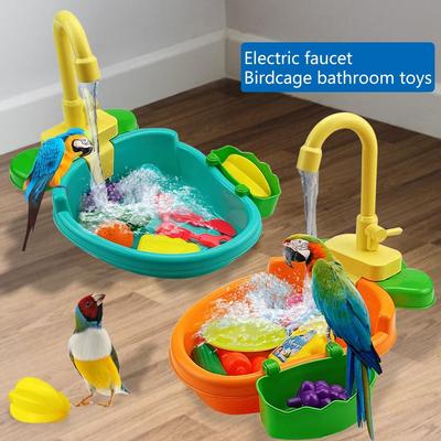 Vogel Badewanne Mit Wasserhahn Haustier Papageien Sittich Nymphensittich Brunnen Spa Pool Dusche Multifunktionale Spielzeug Reinigung Werkzeug
