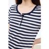 Qiusui Yiren Women's Color-block Striped Knit T-shirt