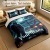 3Pcs Bedding Set Custom Name Text, 1 Sheet 2 Pillowcases Home Bed DecorHalloween Michael Myers