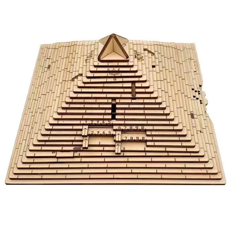 Quest Pyramid Wooden 3D Puzzle Box With Secret Compartment High Difficulty Iq Games Brain Teaser For Adults Kids Birthday Gifts
