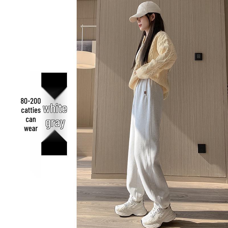 

Maternity Spring & Autumn Joggers: 2026 Style, Cuffed, Casual Fit, Plus Size, Non-Restrictive, No Belly Support One Size [80-110 jin] білий/сірий