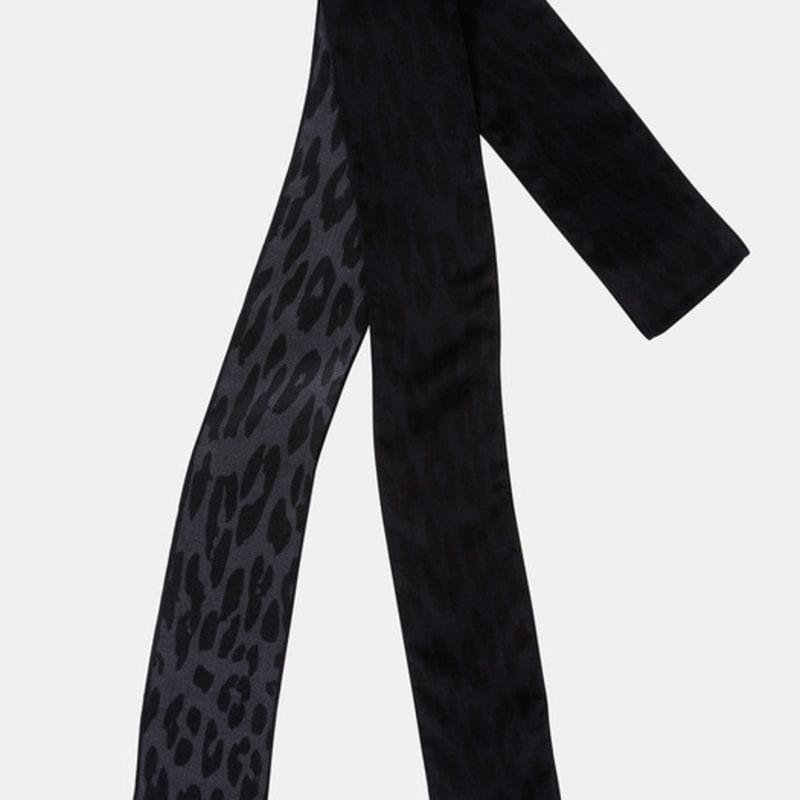 RECLOW LEOPARD SILK LONG SCARF NAVY Scarf