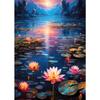 Vintage Scenery Flowers Summer Lotus Lotus Lotus Leaf Moonlight Poster Canvas Painting Wall Art Pictures Home Decor