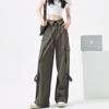 Khaki Quick-drying Overalls Women's Autumn Thin New High-waisted Loose Straight Casual Parachute Mountaineering Wide Legs