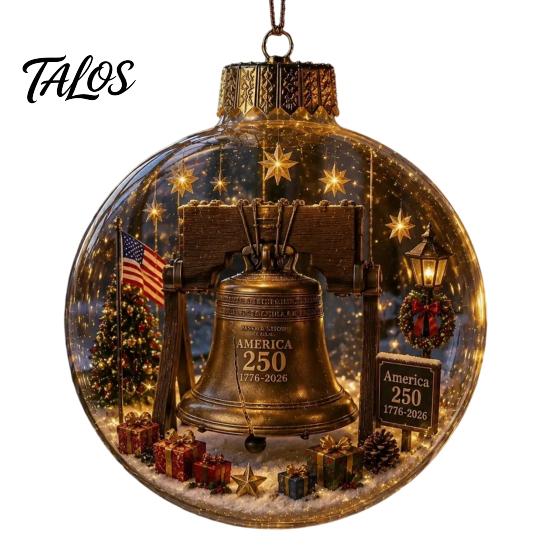Wedding Celebration Supplies 250th Anniversary USA Christmas Ornament, Light Up Plastic Clear Ball Hanging Decoration with Festive Baubles Bell Train
