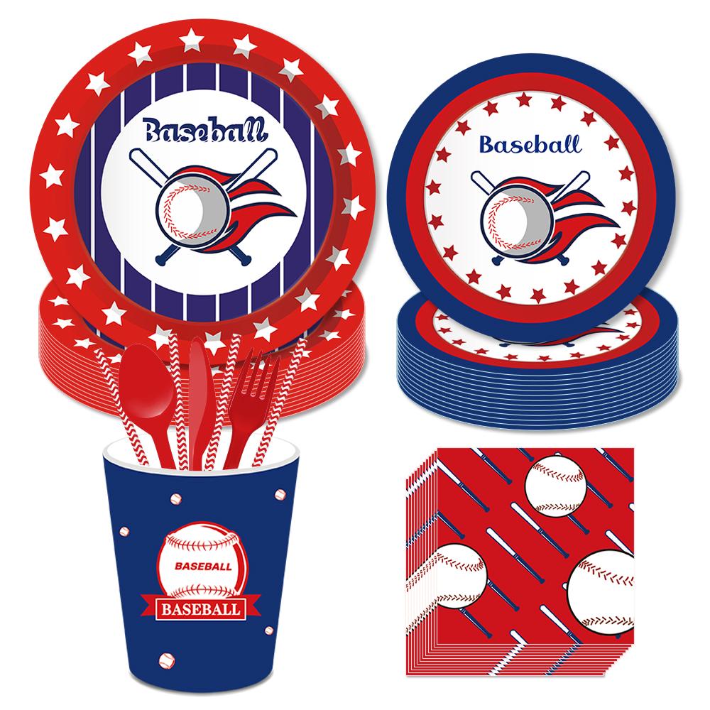 Baseball Theme Party Disposable Tableware Paper Plates Cup Banner Balloons Birthday Club Celebrations Baby Shower Decor Supplies