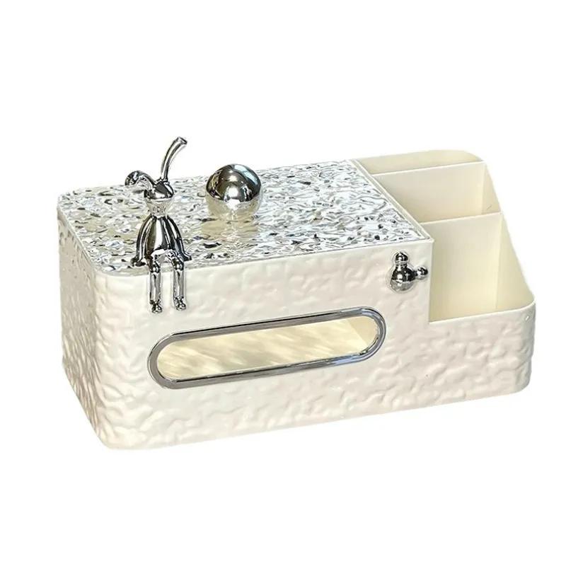 Multi Functional Tissue Box Living Room Paper Box High End Light Luxury Home Coffee Table High End Feeling Remote Control Storage Boxa344