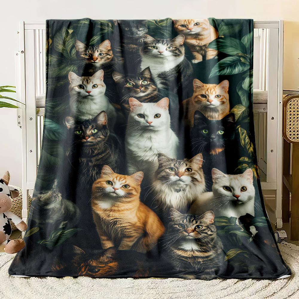 Cute Animal Theme Cats Dogs Lover Flannel Blanket Gifts Soft Warm Thin Blankets for Sofa Bed Car Camping All Season Customizable