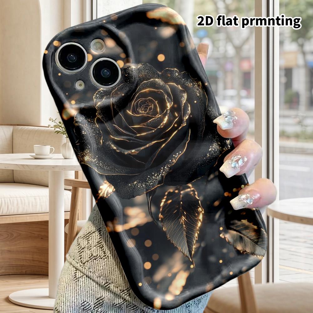Phone Case: 2D flat design suitable for iPhone 18, 17, 16, 15, 14, 13 Pro film protective case, couple style, bordered rose, Christmas and Halloween g