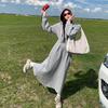 Small Gray Hooded Long-sleeved Dress Women's Late Autumn and Early Winter New Korean Sweater Long Dress