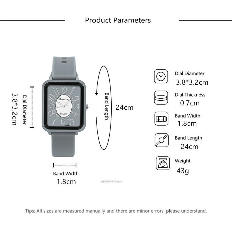 Minimalist Ladies Sports Brand Watches Fashion Square Figures Women Quartz Watch Grey silicone tape Matching Dress Wristwatches