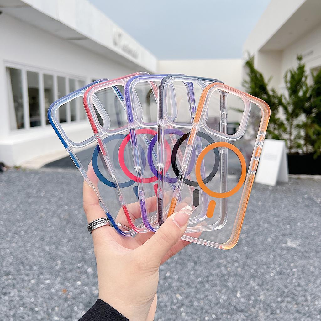 For iPhone 16 Pro Case Compatible with MagSafe Clear TPU Acrylic Phone Back Cover