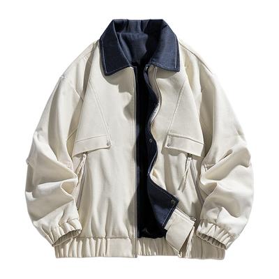 New Large-size Fake Two-piece Jacket Men's Personality Contrasting Colors Loose Trendy Brand Hong Kong Style Fat Man Outfit