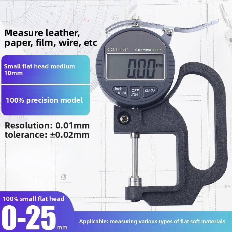 Digital Percentage Thond Meter Thickness Gauge Gauge 0.001mm Paper Film Fabric Leather Sheet