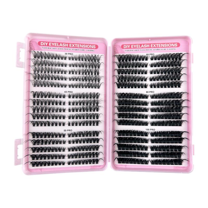 570 ks 30D/40D/50D/60D Jednotlivé řasy Klastry Prodlužování Umělé řasy DIY Doma Prodlužování řas v klastrech Make-up