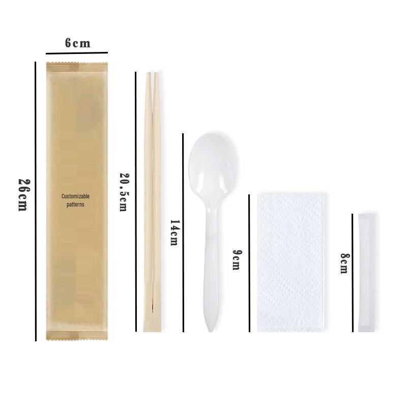 Biodegradable Disposable Cutlery Set with Bamboo Chopsticks & Corn Starch Spoon