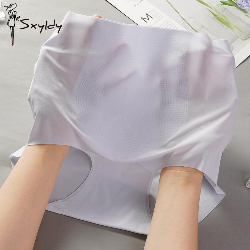 3Pcs High Waist Ice Silk Seamless Underwear Ladies Summer Ultra-thin Sense Quick-drying Panties Women Transparent Briefs