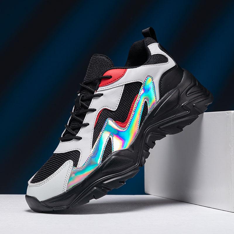 

Новейшее поступление, черные мужские модные кроссовки для пар, удобные сетчатые туфли для папы, повседневные мужские низкие толстые кроссовки для мужчин Zapatillas Hombre 35