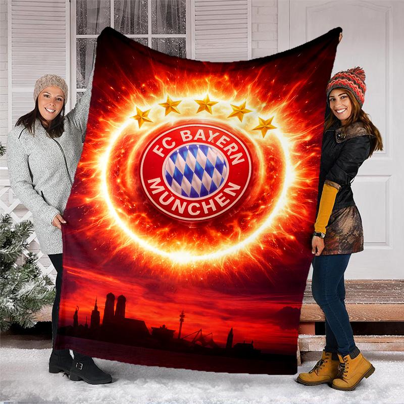 1pc B-Bayern Munich (6) Theme Blanket - Digital Print, Polyester, Cozy for All Seasons, Perfect for Outdoor, and Travel