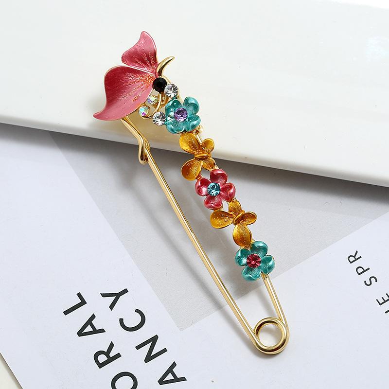 Oil silk scarf buckle brooch women's fixed clothes cardigan pin tulip flower temperament versatile accessories