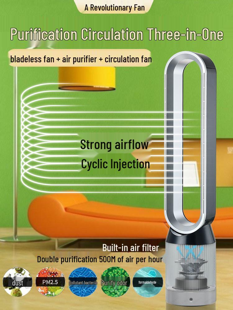 42" Bladeless Tower Fan & Air Purifier, Silent Design with Remote, 110V UK Plug