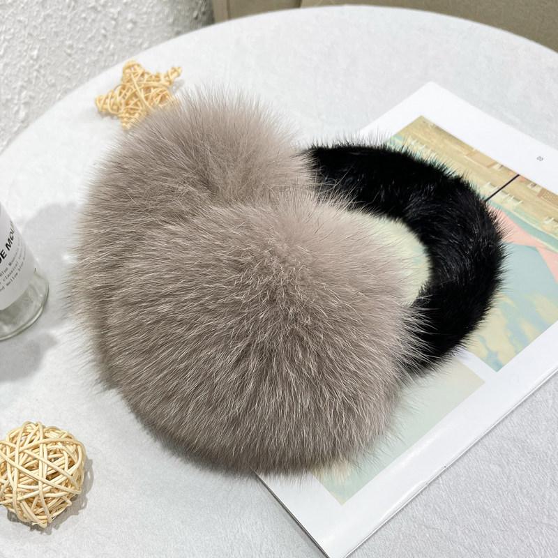 Factory Custom Real Fox Mink Fur Earmuffs Fashion Colorful Warm Ear Cover Women Girls Fur Ear Warmer for Ski Earflap